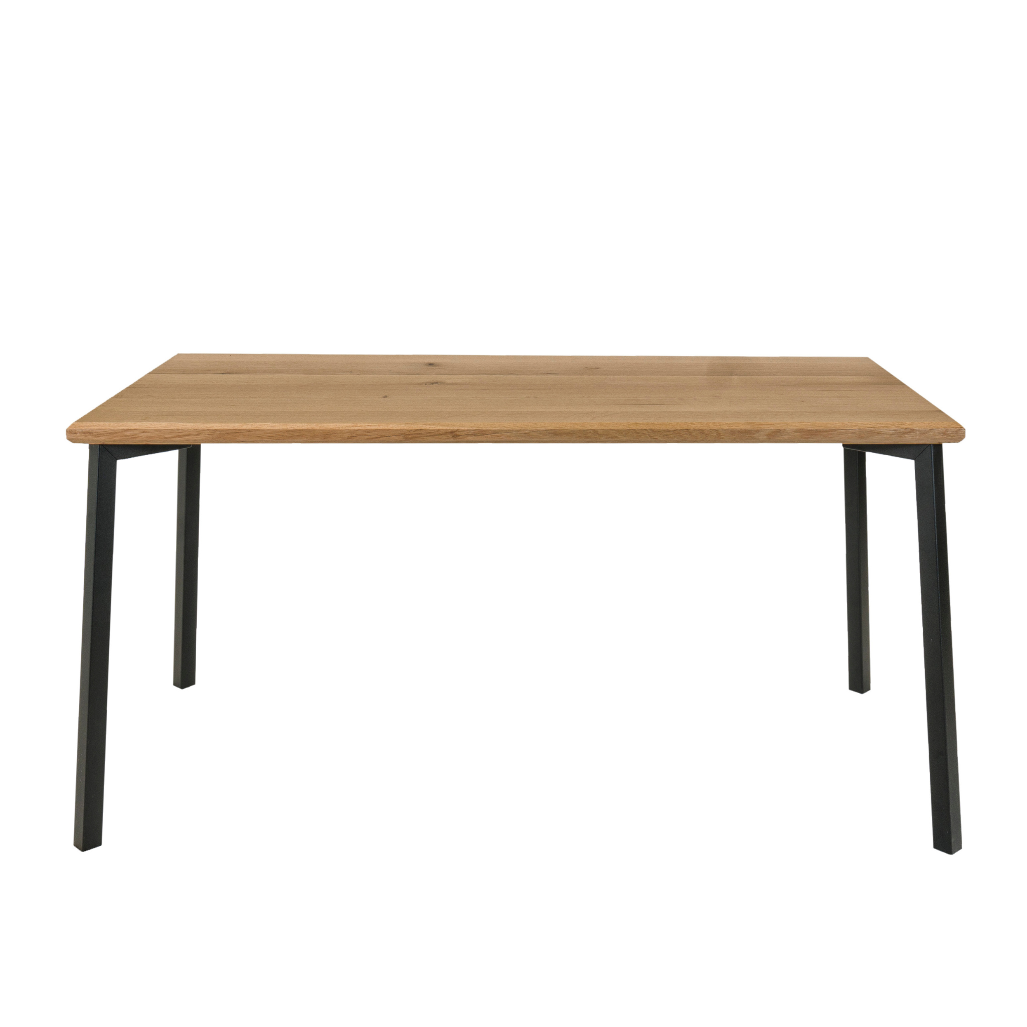 White Oak hardwood dining table with black metal legs. Created by Urban Industrial Design in Schenectady, NY.