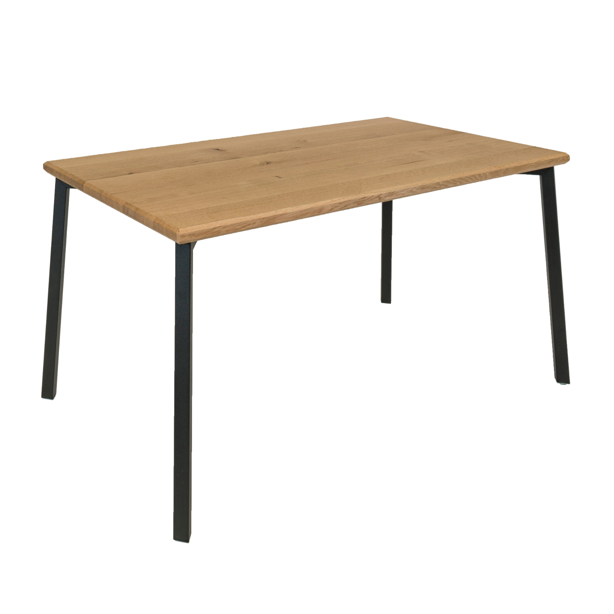 White Oak hardwood dining table with black metal legs. Created by Urban Industrial Design in Schenectady, NY.