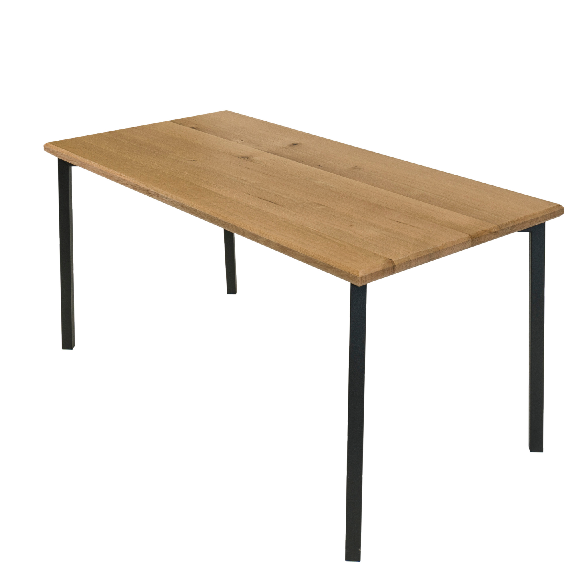White Oak hardwood dining table with black metal legs. Created by Urban Industrial Design in Schenectady, NY.