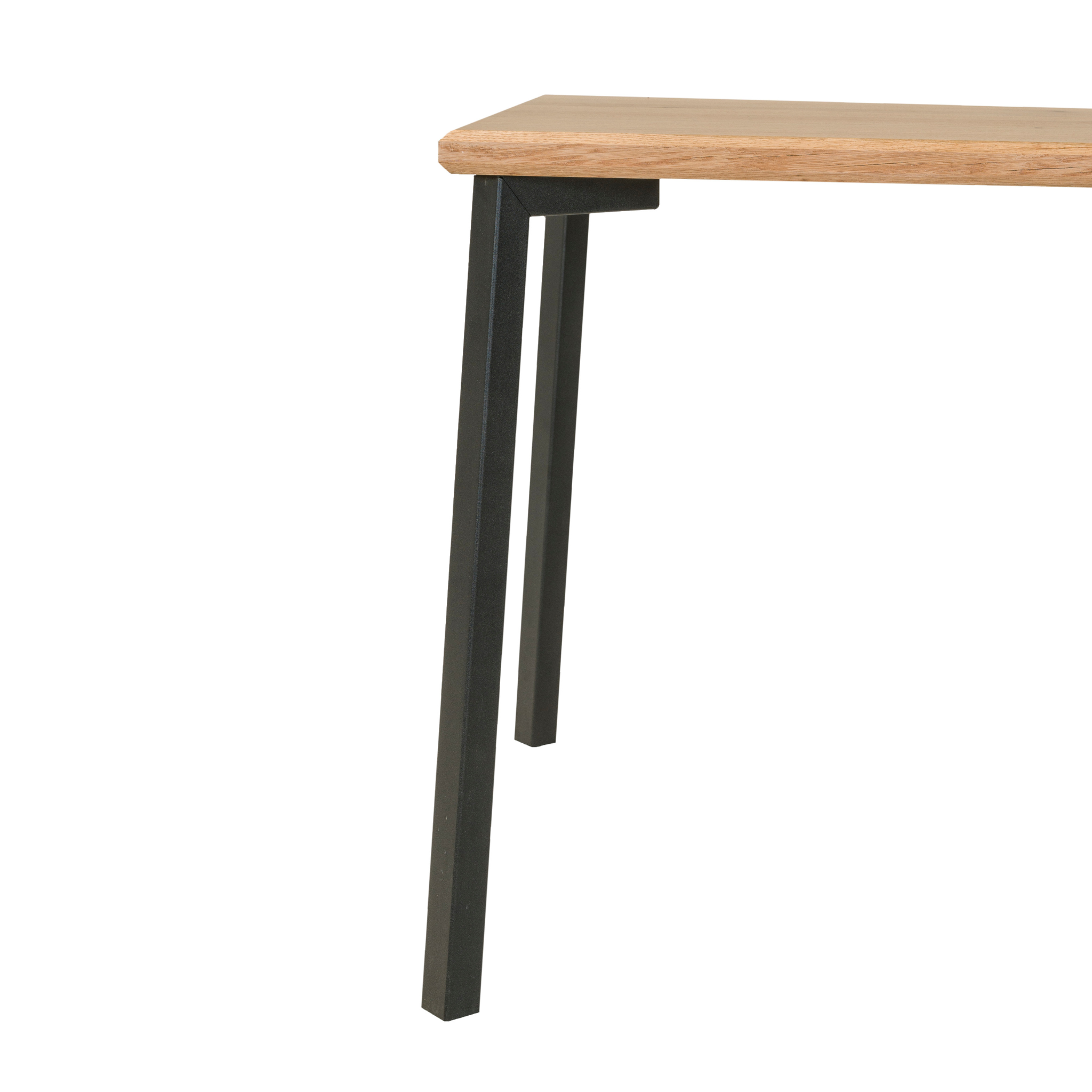 White Oak hardwood dining table with black metal legs. Created by Urban Industrial Design in Schenectady, NY.