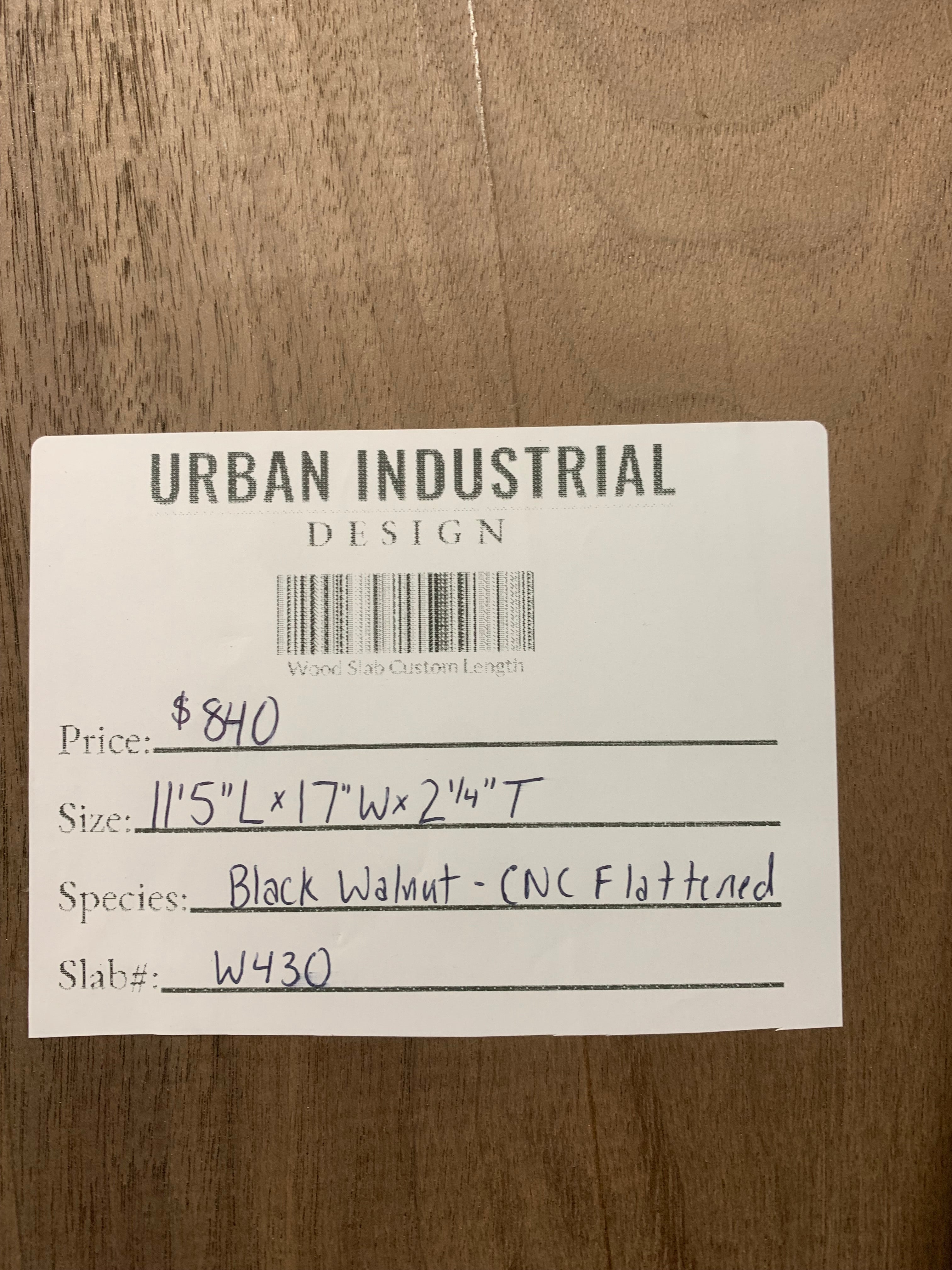 Black Walnut Slab - CNC Flattened | W430