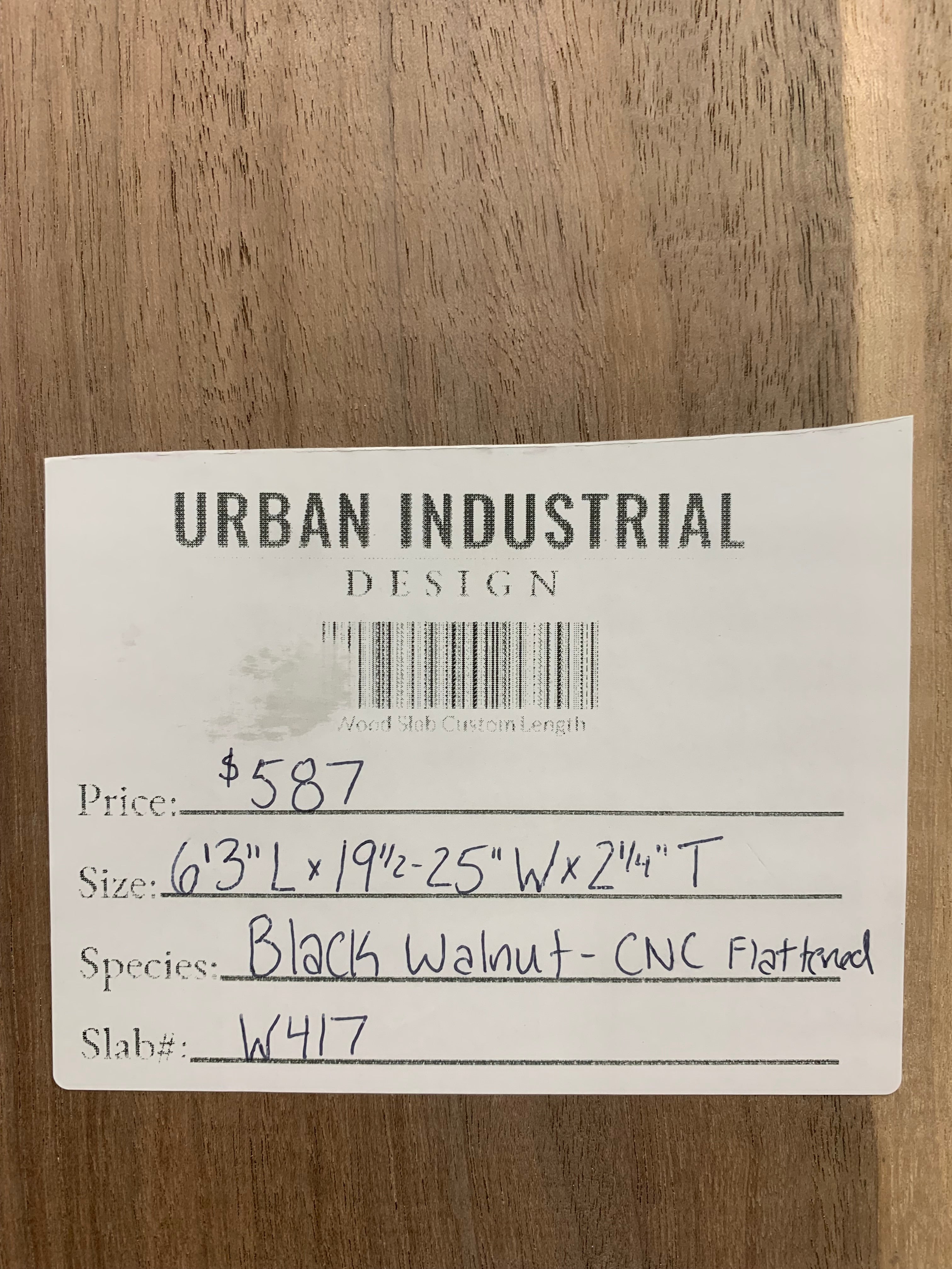 Black Walnut Slab - CNC Flattened | W417