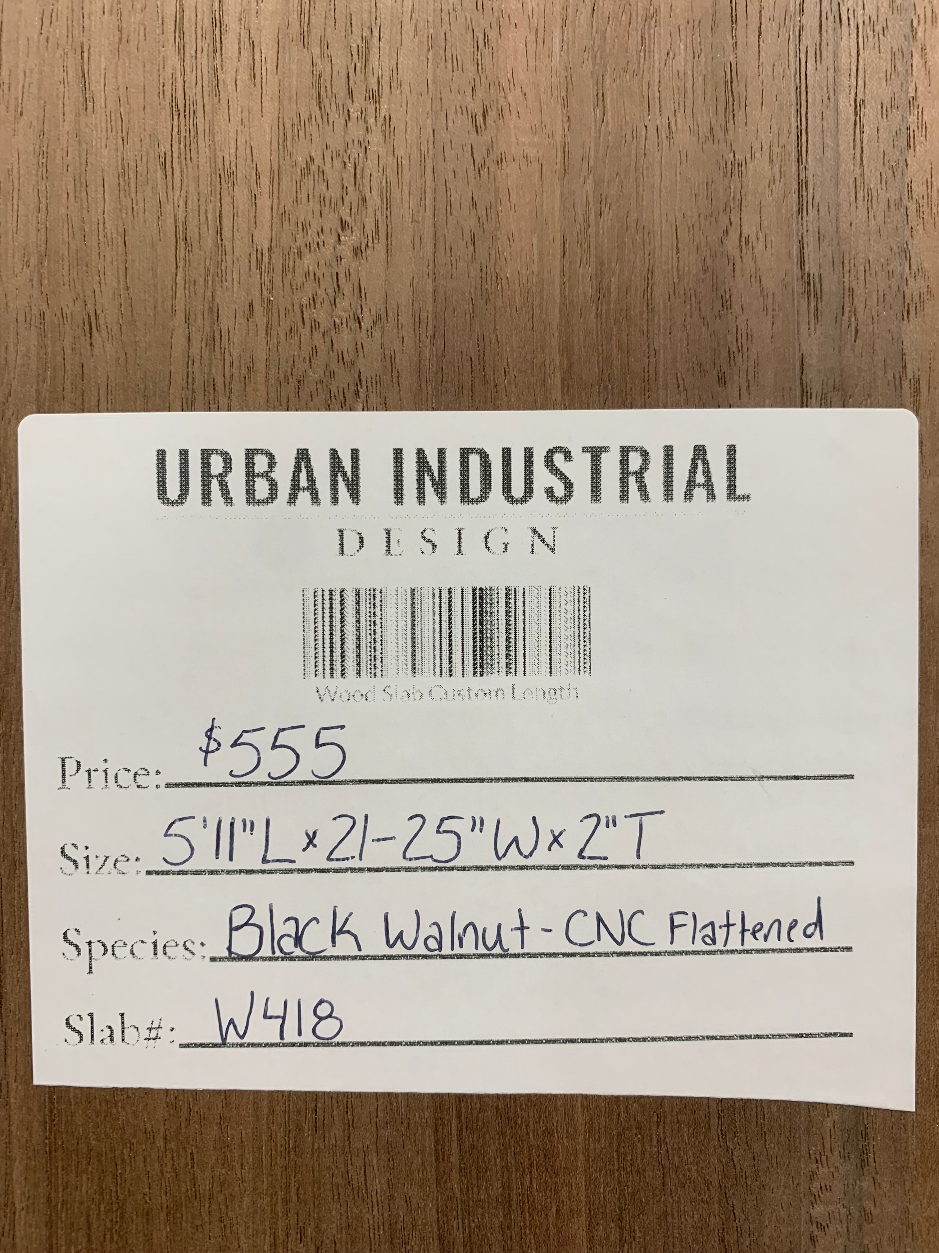 Black Walnut Slab - CNC Flattened | W418