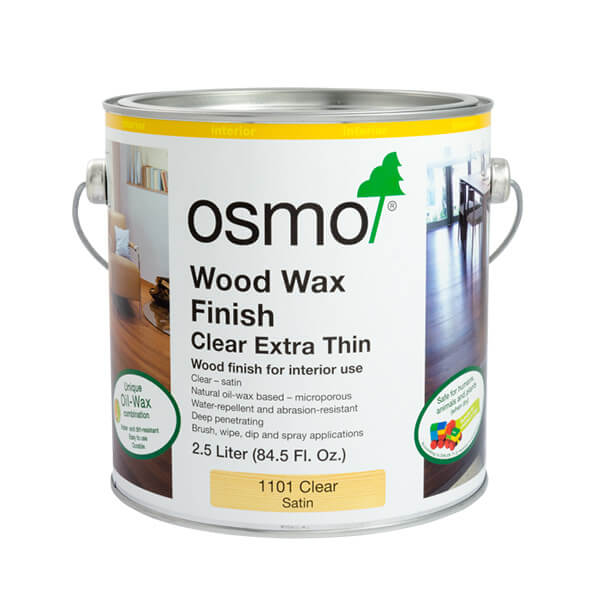 Osmo Wood Wax Finish Clear Extra Thin, clear satin 2.5 liter can.