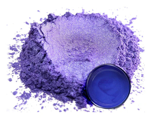 Powdered pigment by eye candy pigments for epoxy resin projects. In the color Aztec Purple.