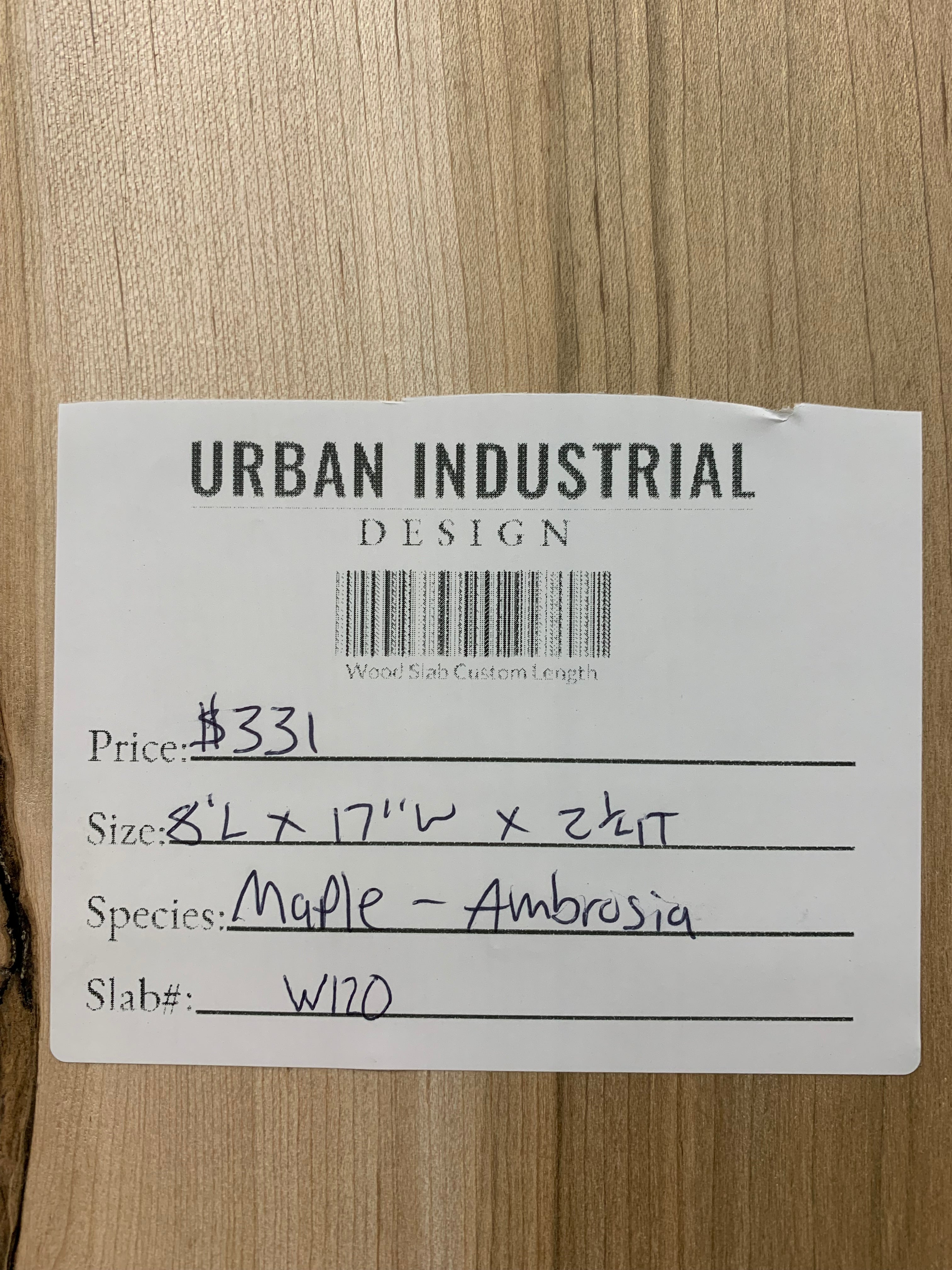 Ambrosia maple slab available for purchase at Urban Industrial Design.
