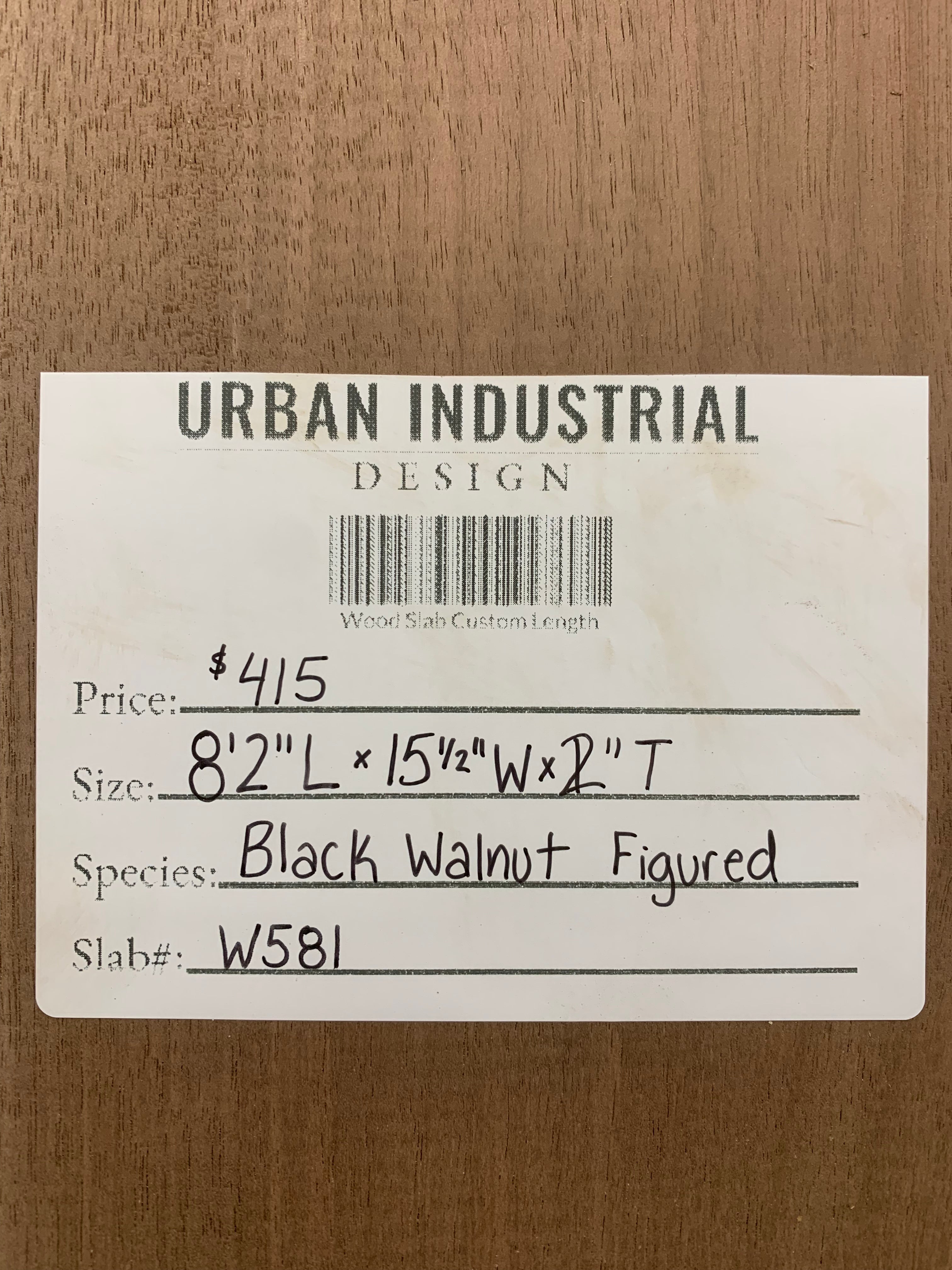 Black Walnut Slab  - Figured | W581