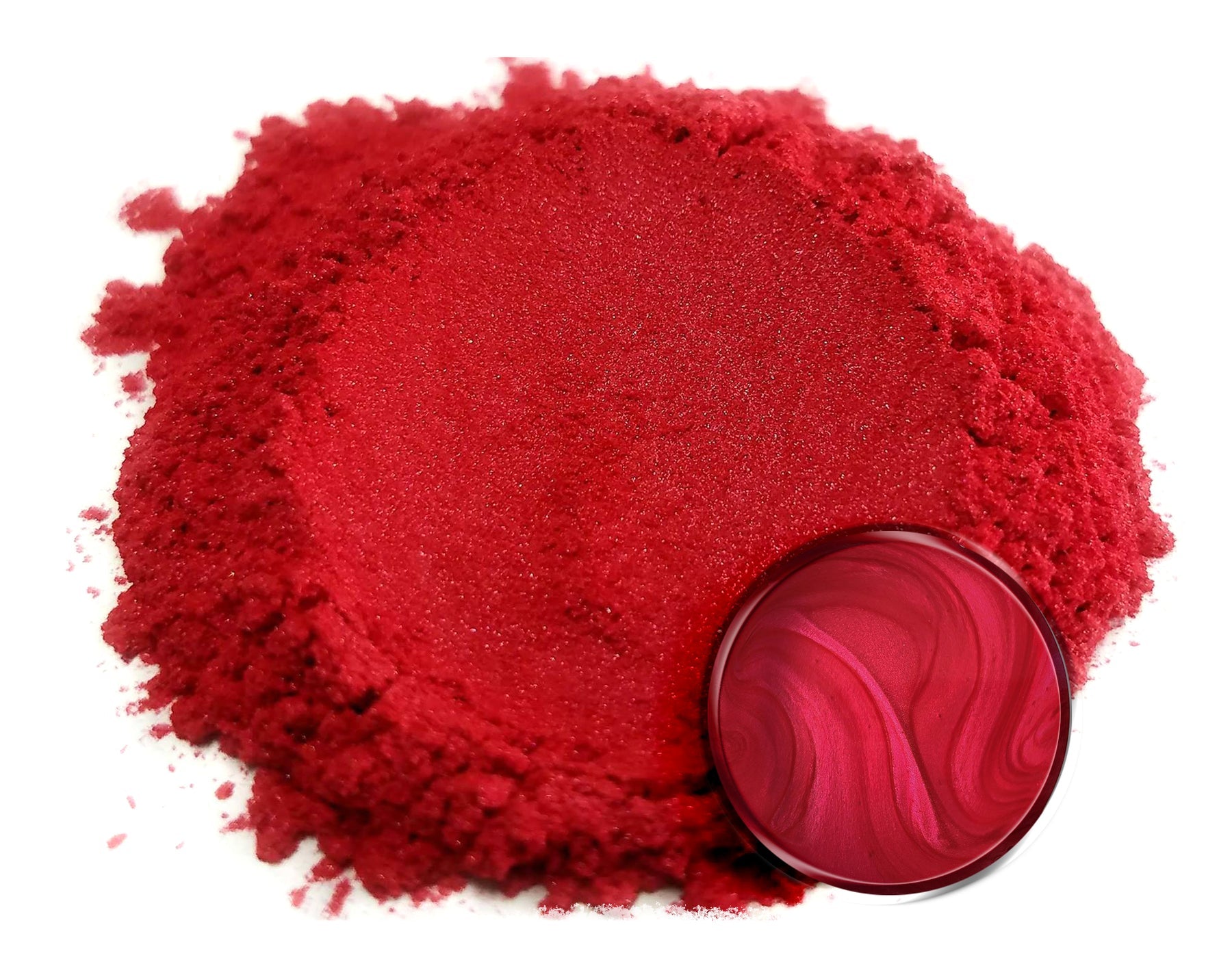 Powdered pigment by eye candy pigments for epoxy resin projects. In the color Baku Red.