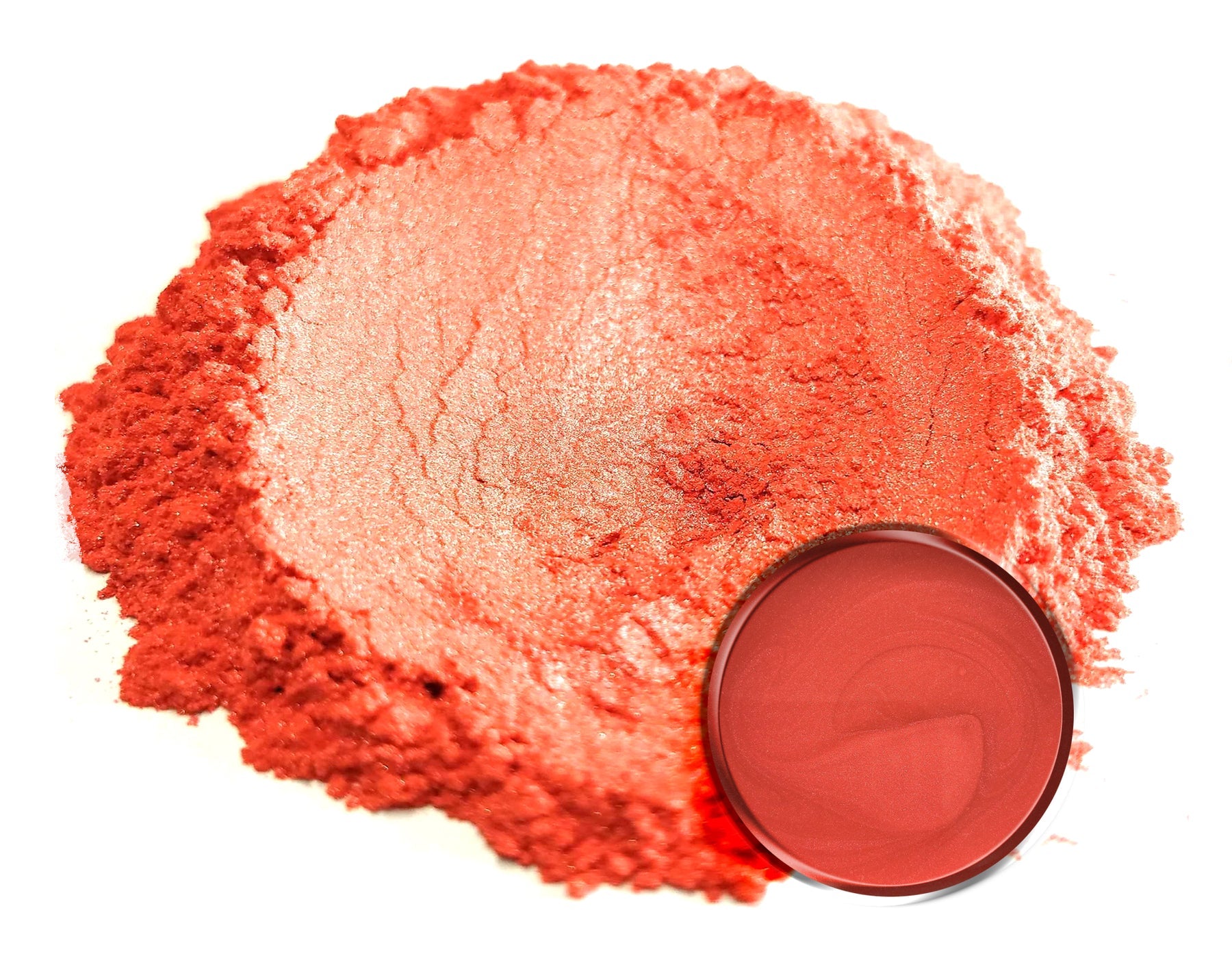 Powdered pigment by eye candy pigments for epoxy resin projects. In the color Carmine.