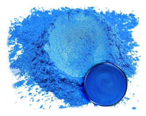Powdered pigment by eye candy pigments for epoxy resin projects. In the color Dark Ocean Blue.