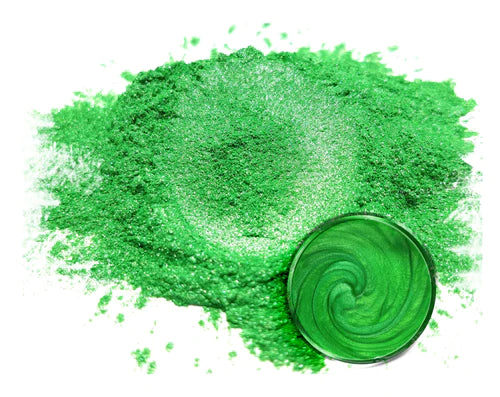 Powdered pigment by eye candy pigments for epoxy resin projects. In the color Imperial Jade. 
