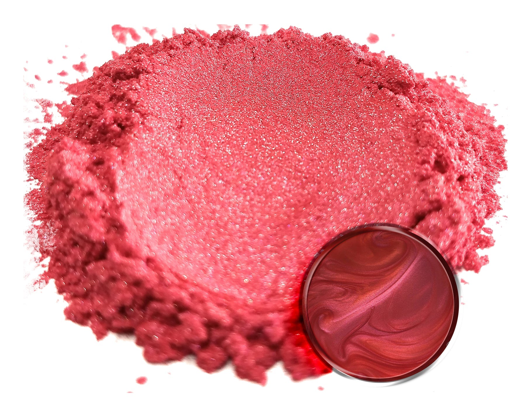 Powdered pigment by eye candy pigments for epoxy resin projects. In the color Indian Red.