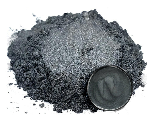Powdered pigment by eye candy pigments for epoxy resin projects. In the color Katana Grey.