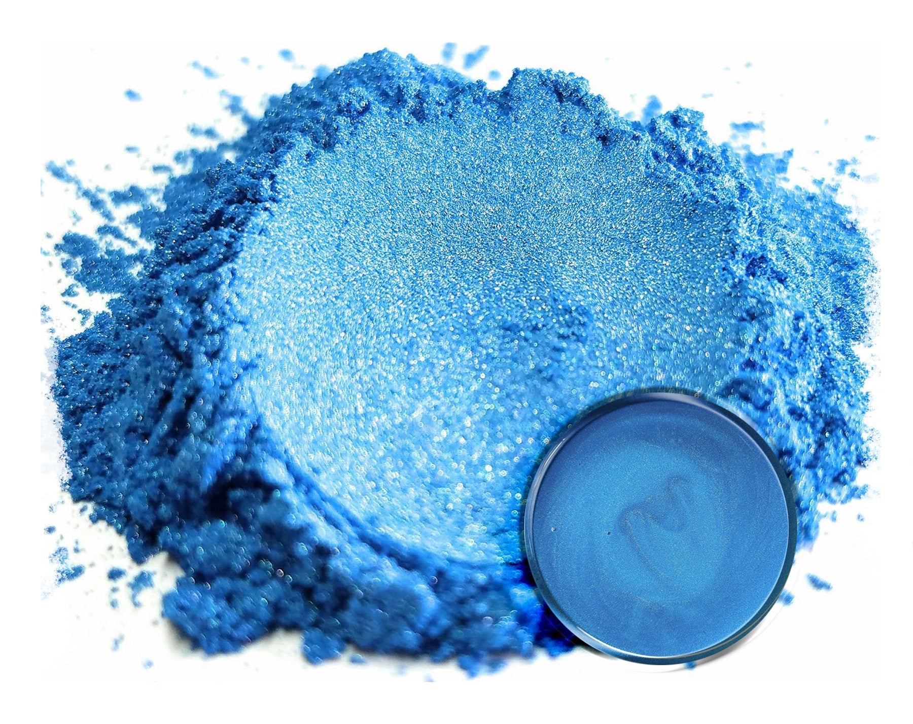 Powdered pigment by eye candy pigments for epoxy resin projects. In the color Umi Blue.